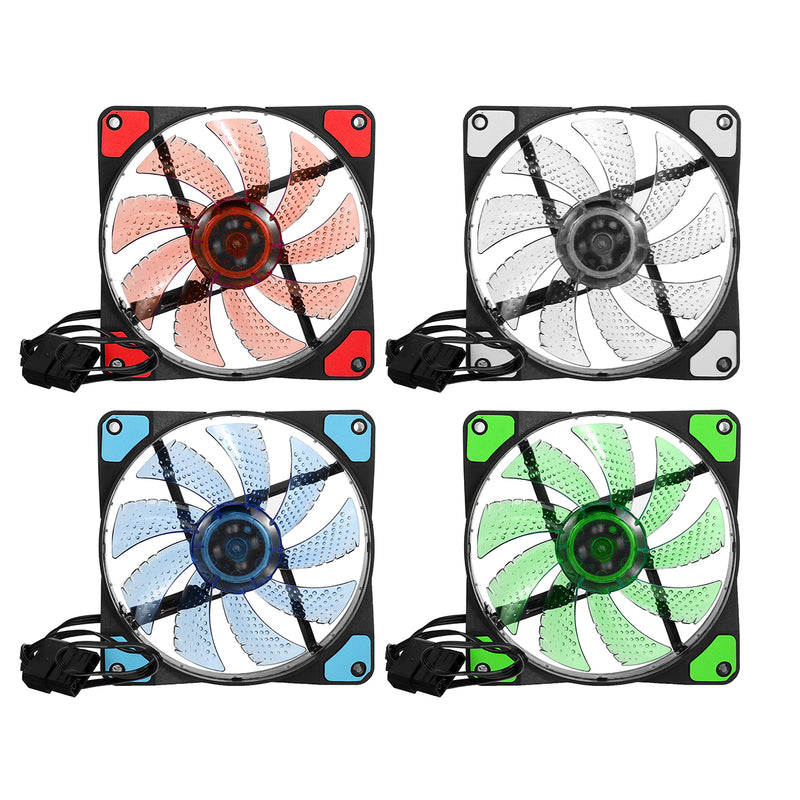 120mm PC Computer Case Fan Ultra Silent 15 LED Lights Cooler Cooling Heatsink