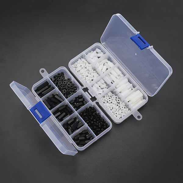 Suleve M3NH11 M3 Nylon Screw Black White Hex Screw Nut PCB Standoff Assortment Kit 180Pcs
