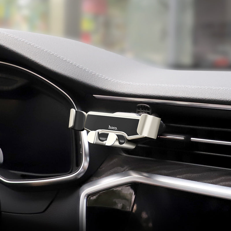 HOCO Metal Gravity Linkage Automatic Lock Air Vent Car Phone Holder Car Mount for 4.0-6.5 Inch Smart Phone for iPhone 11 for Samsung Note 10 for Xiaomi Mi9 Redmi Note 8