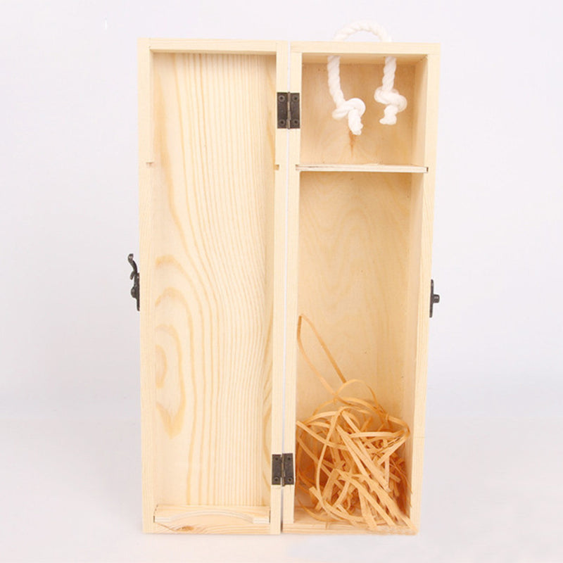 Unpainted Wooden W ine Box Barrel Pine Wood Single Bottle Packing Storage Case Gift
