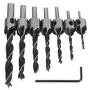 7pcs 5 Flute Countersink Drill Bit Set 3-10mm Carpentry Reamer Steel Woodworking Chamfer