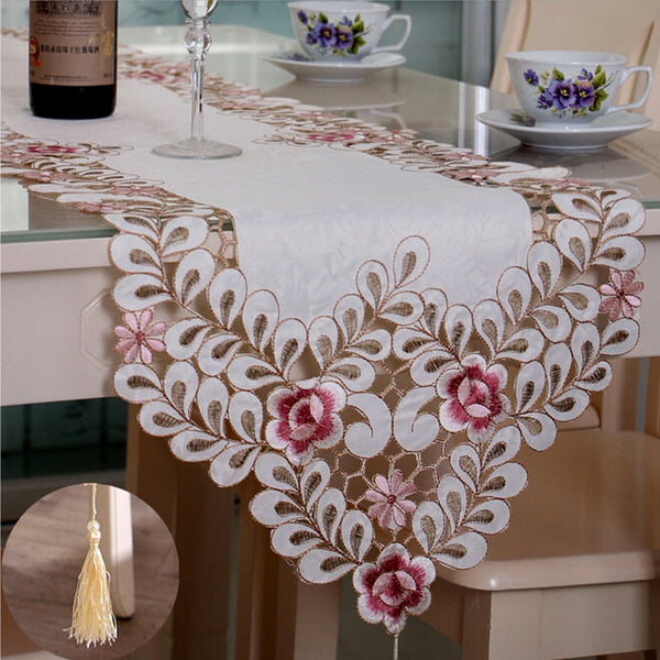 Four Size Pastoral Table Runner Flower Tablecloth Wedding Party Home Decorative Mat