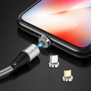 USLION 3A LED 360 Degree Rotate QC3.0 Magnetic Fast Charging Type-C Micro USB Data Cable 1M for Samsung S10+ S9 Xiaomi 9T Redmi Note8 HUAWEI P30Pro