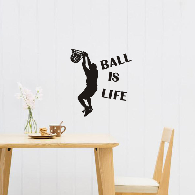 1PC Hot Sale Wallpaper Ball Is Life Playing Basketball Sport Wall Sticker for Kids Rooms Mural Decor