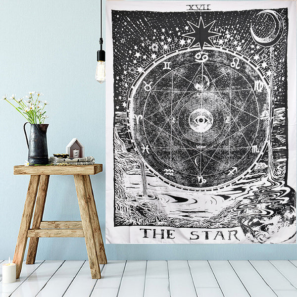 210cm Sun Star Moon Tarot Tapestry Hippie Wall Hanging Blanket Room Home Decor