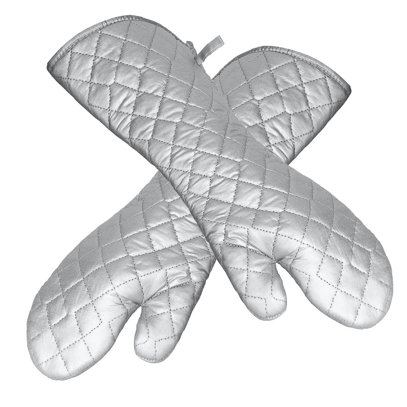 1Pair BBQ Oven Microwave Gloves Heat Resistant Cooking Glove 17 Inches Slicone Cloth Oven Mitts