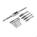 Drillpro M3-M12 Adjustable Tap Spanner with 10pcs Mini Screw Hand Tap Set