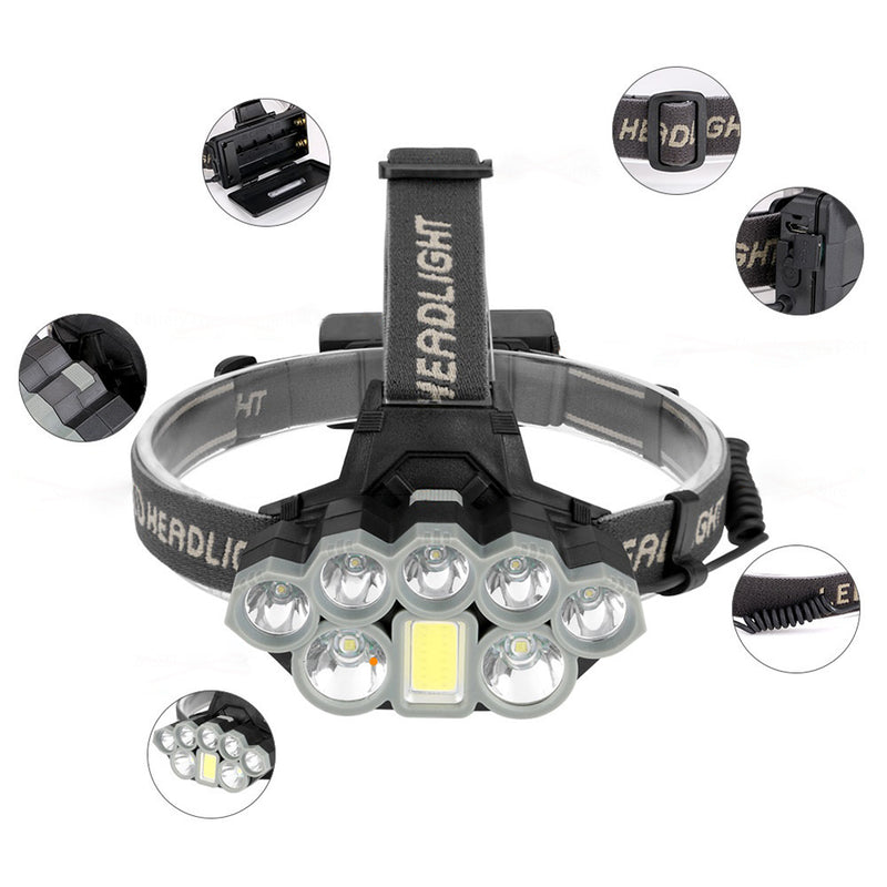 Xmund XD-HL4 T6+Q5 2000LM LED Waterproof Headlamp 18650 Battery USB Interface COB Flashlight Bike Cycling