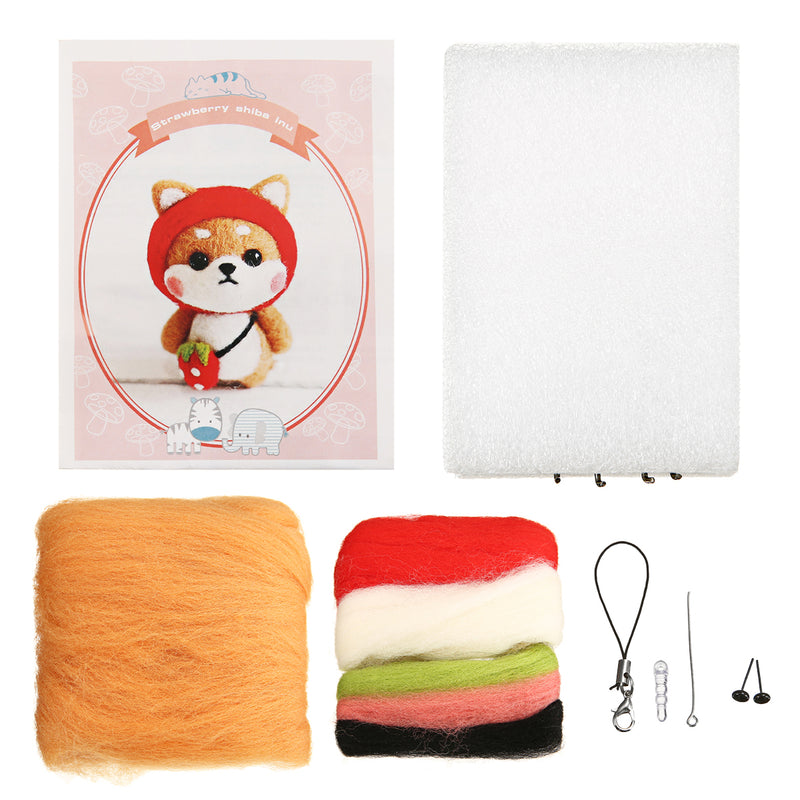 DIY Cat Doll Wool Felt Craft Non Finished Poked Set Handcraft Kit Material Bag