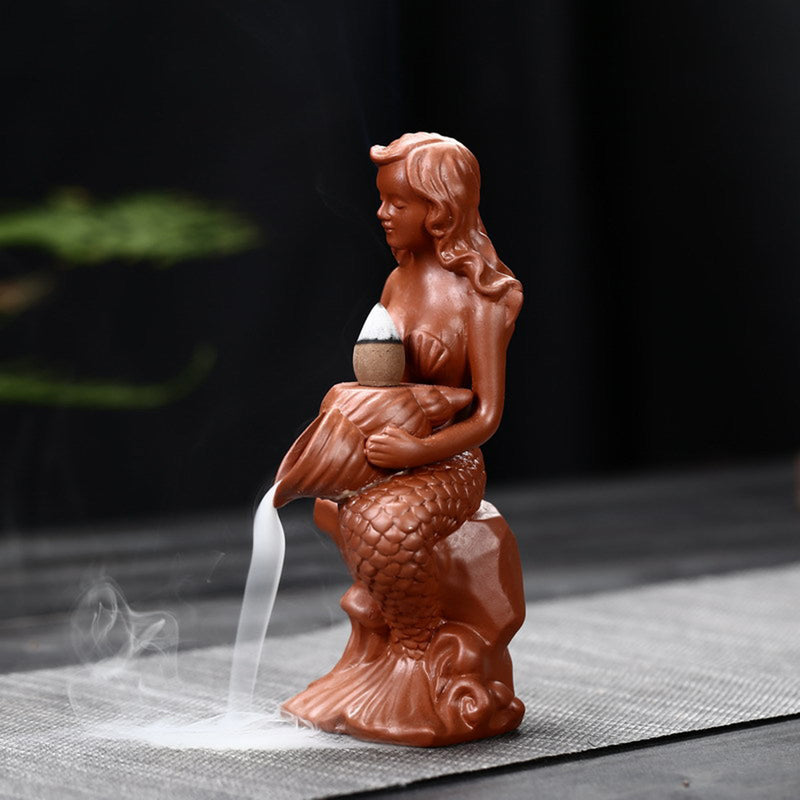 Ceramic Incense Burner Handmade Backflow Incense Stick Cone Holder Gift Decorations
