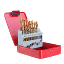 Drillpro 19Pcs M2 HSS 6542 Twist Drill Bit Set 1-10mm Titanium Coated Drill Bit with Metal Box for Wood Metal Drilling