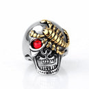 Fashion Stainless Steel Ring Gold Scorpion Skull Ring Red Eye Zircon Ring Halloween Jewelry
