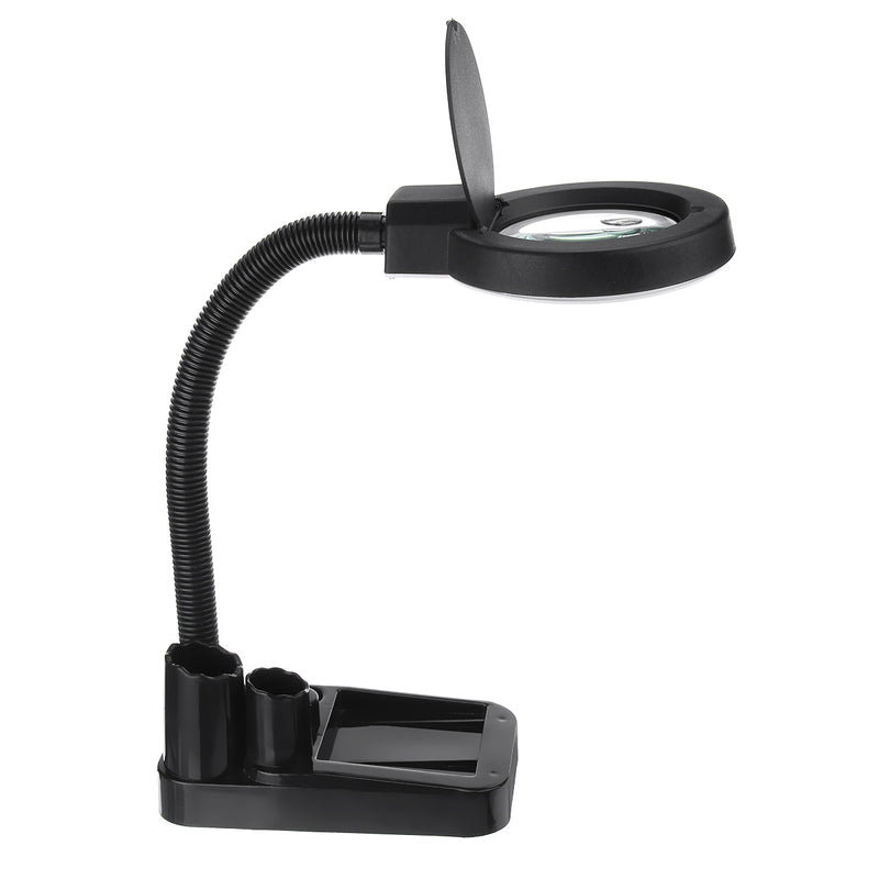 5X 10X Magnifying LED Lamp Magnifier Light Large Glass Lens Desktop Stand Craft