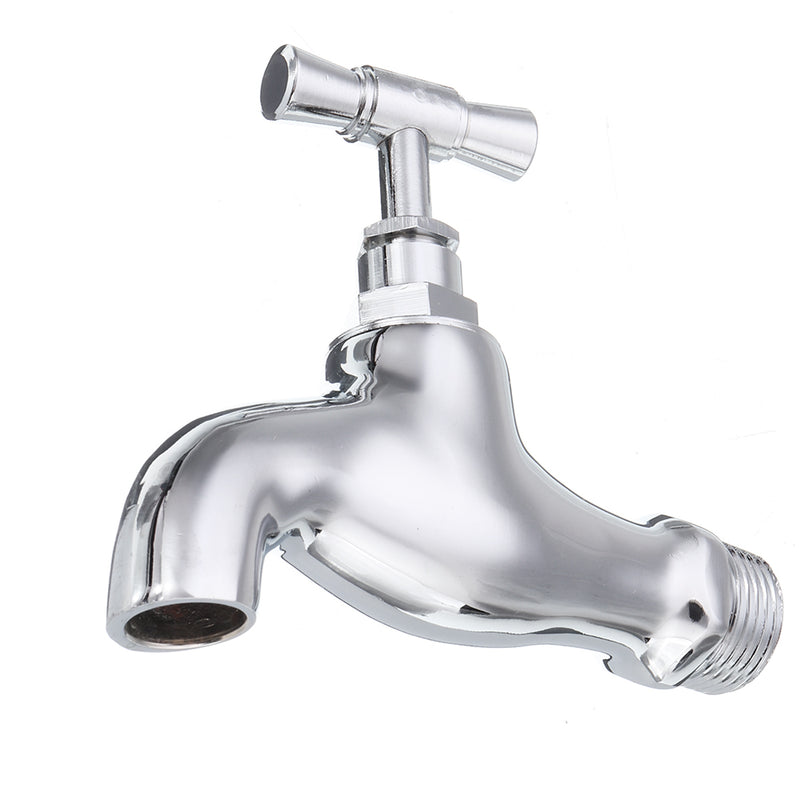TMOK DN15 1/2'' Brass Chrome Tap Water Nozzle Single Control Faucet Bathroom Balcony Tap Thread Connection w/ Switch
