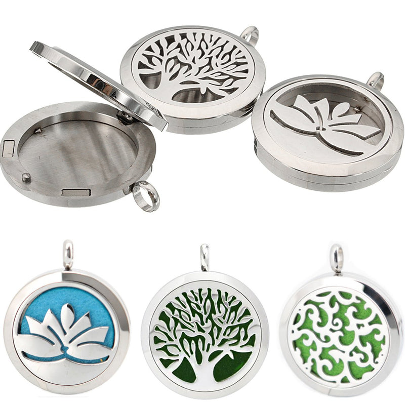 Stainless Steel Locket Necklace Perfume Aromatherapy Essential Oil Aroma Diffuser