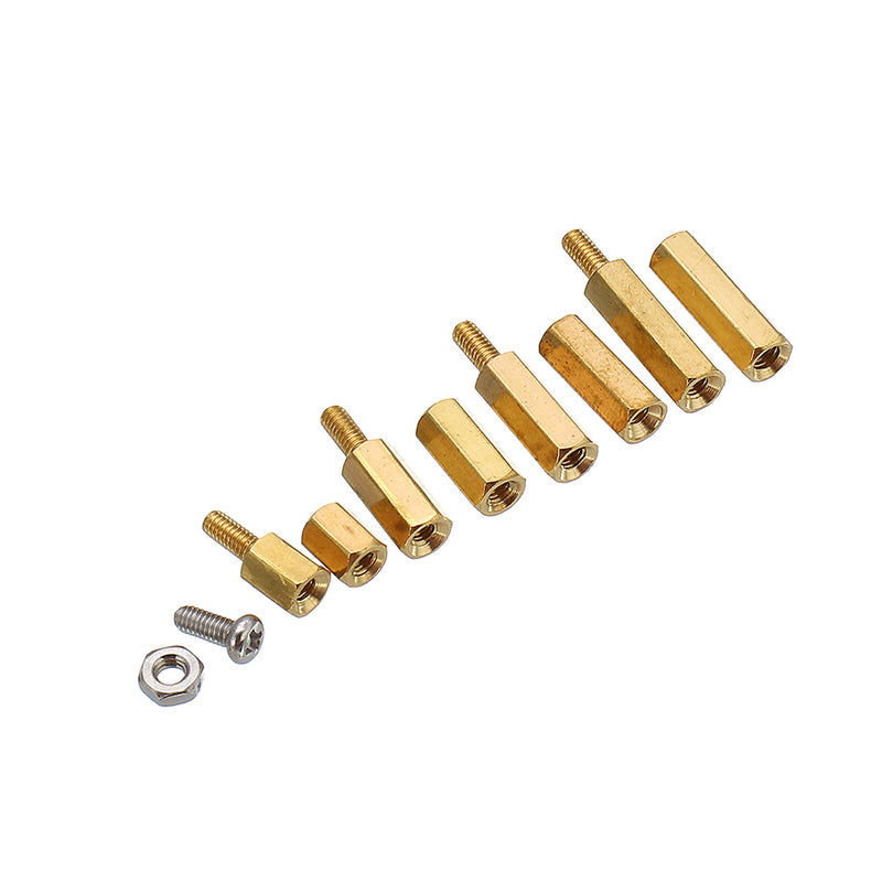 Suleve M2.5BH1 180Pcs M2.5 Brass Male-Female Hex Column Standoff Support Spacer Pillar Cross Screw Nut Assortment for PCB Board