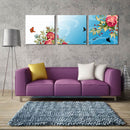 Miico Hand Painted Three Combination Decorative Paintings Dancing Botanic Peony Flower Wall Art For Home Decoration