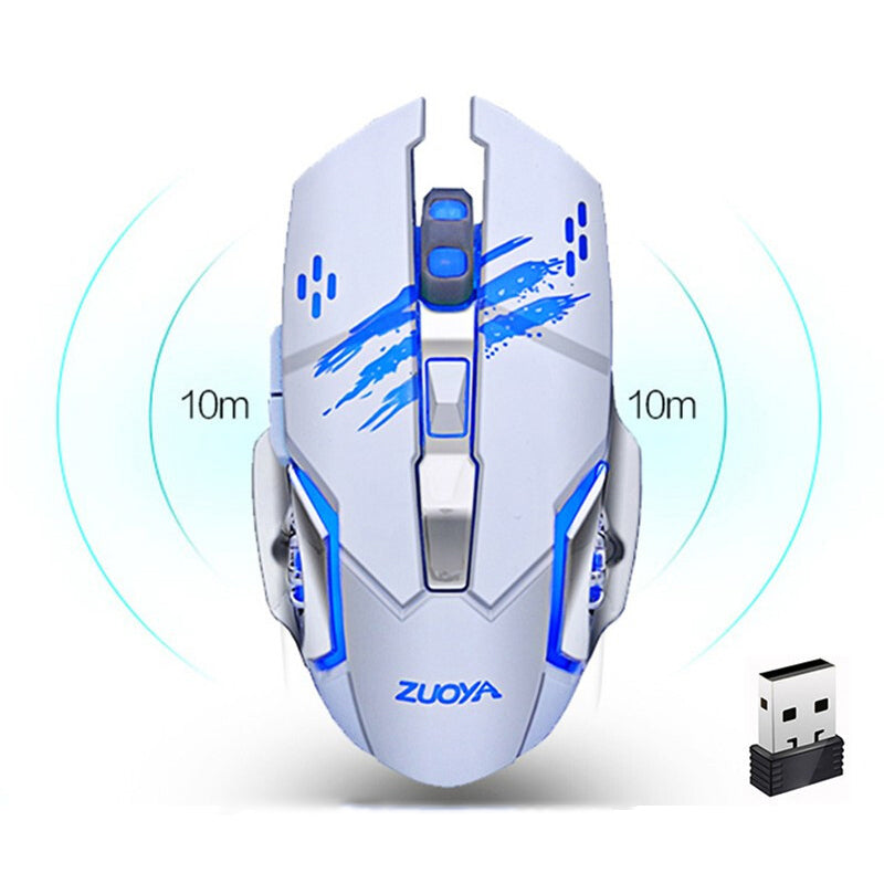 ZUOYA MMR4 Wireless Mouse 2.4GHz Receiver LED Mute Silent Rechargeable USB Gaming Computer Optical Game Mice For Laptop PC Computer