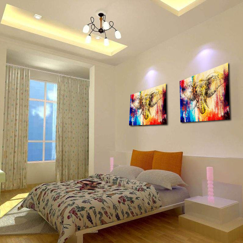 Miico Hand Painted Oil Paintings Elephant Head Paintings Wall Art For Home Decoration
