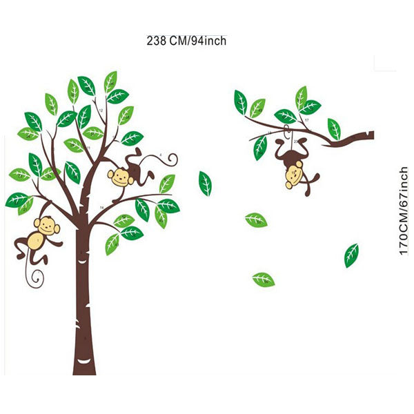 Monkey On Tree Art Removable Wall Stickers Baby Room Home Decal Decor