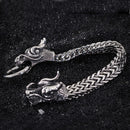 Cool Heavy Stainless Steel Silver Dragon Head Cuff Bangle Men's Bracelet