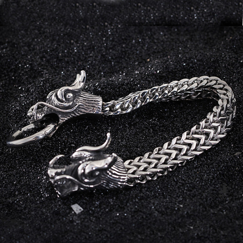 Cool Heavy Stainless Steel Silver Dragon Head Cuff Bangle Men's Bracelet