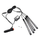 AMBOTHER 4PCS LED RGB Car Interior Floor Decoration Lights Bars Wireless bluetooth APP Control Atmosphere Lamp Strip with Car Lighter
