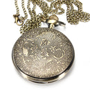 DEFFRUN Vintage Roma Steampunk Quartz Pendant Necklace Women Pocket Watch
