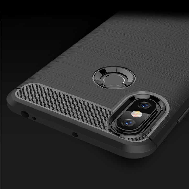 Mofi Carbon Fiber Shockproof Silicone Back Cover Protective Case for Xiaomi Mi Max 3