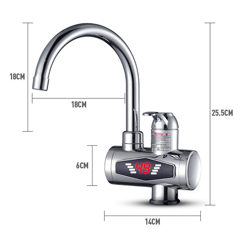 3000W Electric Instant Hot Faucet 360 Rotatable LED Display Water Heater Tap