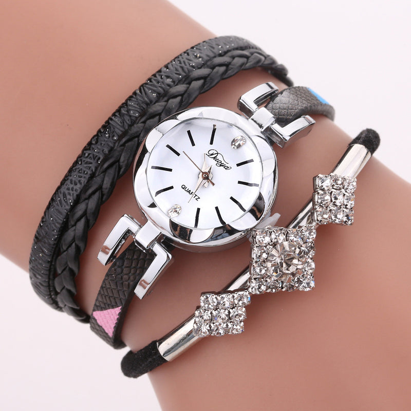 DUOYA D255 Flower Dial Show Fashionable Women Bracelet Watch Tourist Dress Retro Style Quartz Watch