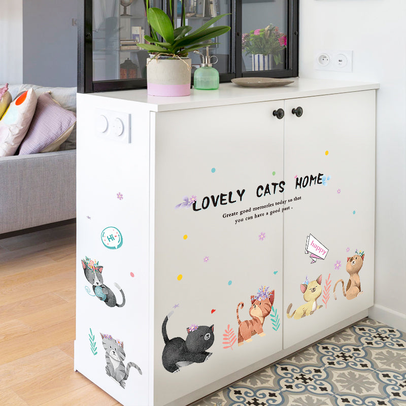 Miico SK7184 Hand-Painted Cat Wall Sticker Children's Room Kindergarten Decorative Stickers DIY Sticker