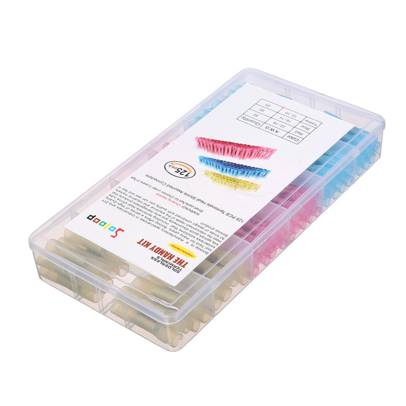 Soloop 125PCS Wire Connector Heat Shrinkable Tubings Set Heat Shrink Terminal Connectors
