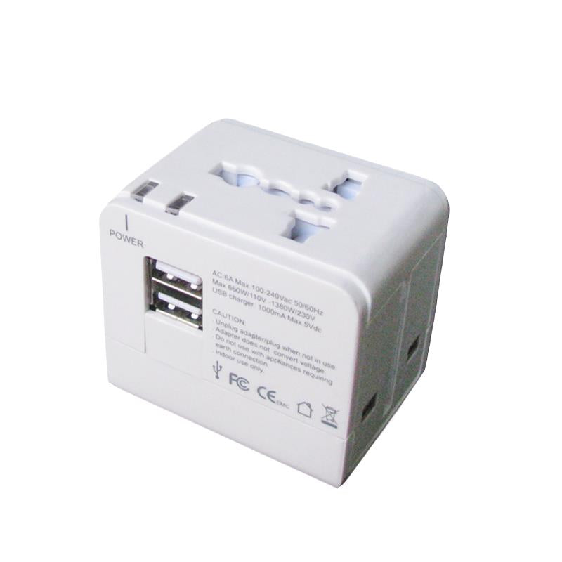 YICHEN TR-148 Universal International Power Plug USB 2.1A Adapter Wall AC Adapter Worldwide Travel Power Plug Conversion Socket Dual USB Adapter