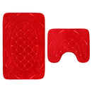 2 PCS Non Slip Toilet Cover Rugs Bath Mat Set Bath Shower Bathroom Floor Carpet