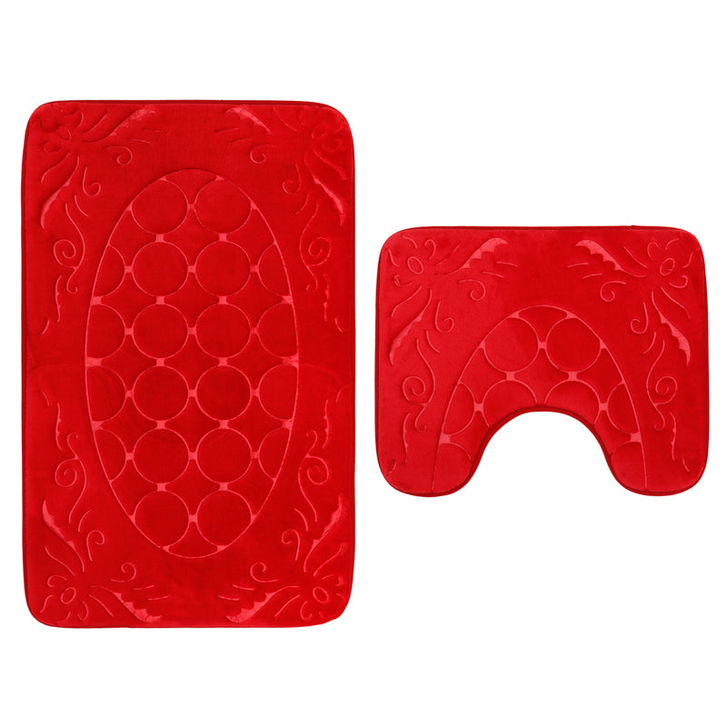 2 PCS Non Slip Toilet Cover Rugs Bath Mat Set Bath Shower Bathroom Floor Carpet