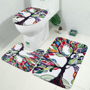 Tree Pattern Prints Bathroom Shower Curtain Non Slip Toilet Lid Cover Rugs Mat