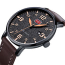 MINI FOCUS MF0158G Ultra Thin Casual Style Men Watch Date Display Leather Strap Quartz Watch