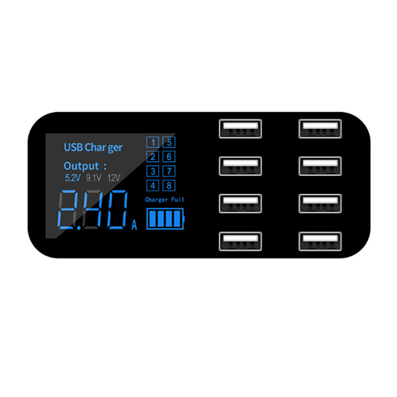 5V 8A 40W Smart USB Car Display USB Charger Adapter 8 Ports LED Digital Display Charging Station