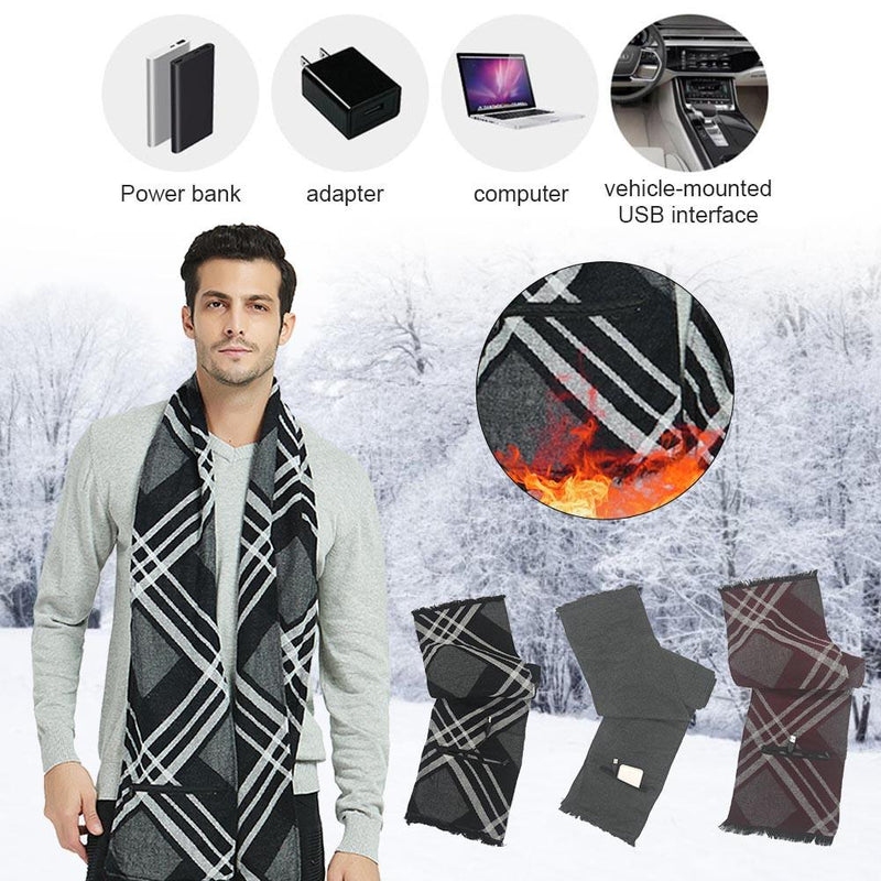 Cashmere USB Electric Scarf Rechargeable Heated Scarf Washable Scarf Warm Neck Protective Clothing