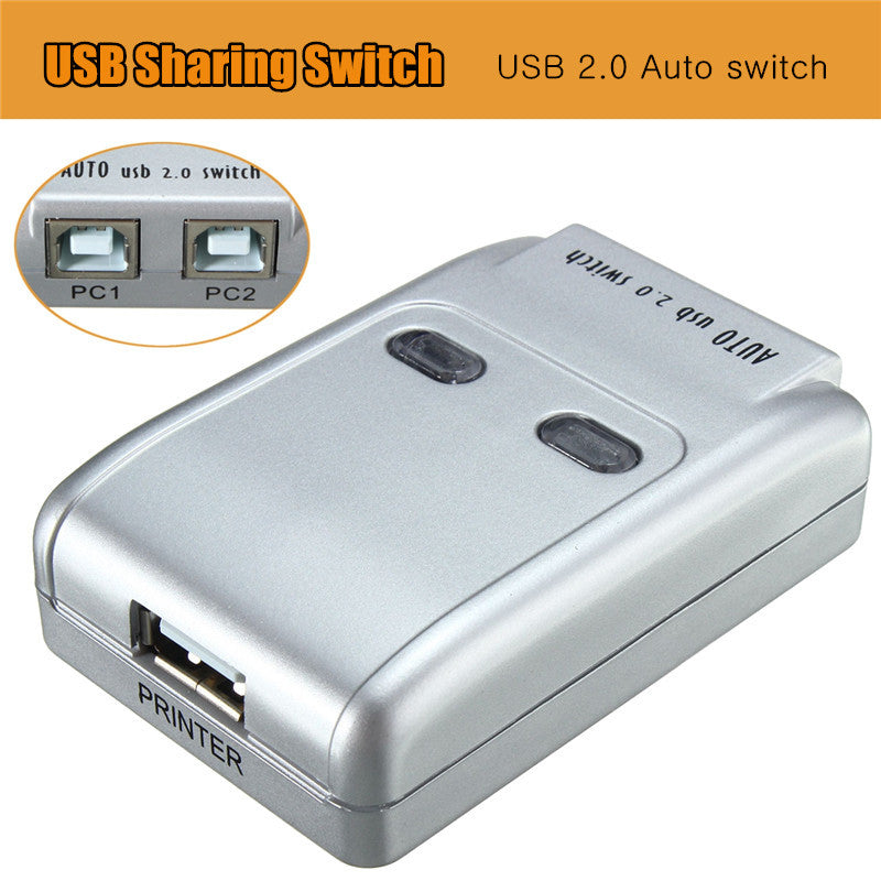 2 Port Usb 2.0 Auto Printer Sharing Switch HUB Selector Switcher for Printer Scanner HM