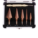 Drillpro 6Pcs HSS Bronze Coated Step Drill Bit With Center Punch Drill Set Hole Cutter Drilling Tool