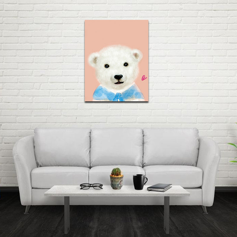 Miico Hand Painted Oil Paintings Cartoon White Bear Paintings Wall Art For Home Decoration