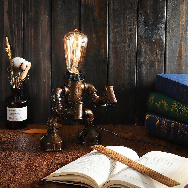 E27 Bulb Robot Lamp Light Industrial Pipe Desk Table Lamp Lighting Home Decoration