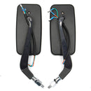 8mm+10mm Pair Motorcycle LED Turn Signal Rear View Mirrors Square Black Universal