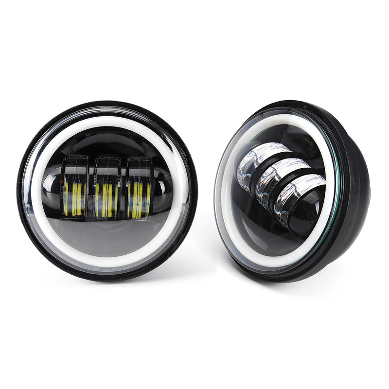 4 Inch 10-32V 2400LM 6000K Motorcycle LED Front Headlight Flood Light IP67 CE Spot Fog Passing Light With Angel Circle Lights