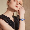 SHENGKE SK K0123 Leaves Pattern Crystal Flowers Female Fashion Elegant Women Ladies Leather Quartz Watch