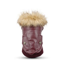 Nsmsan KLN-1725 Pet Fur Collar Leather Coats Waterproof Pet Dog Winter Warm Coats Puppy Cold Weather Clothes