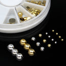 6 Sizes Silver Gold Metal Round Studs Nail Art Decoration Wheel