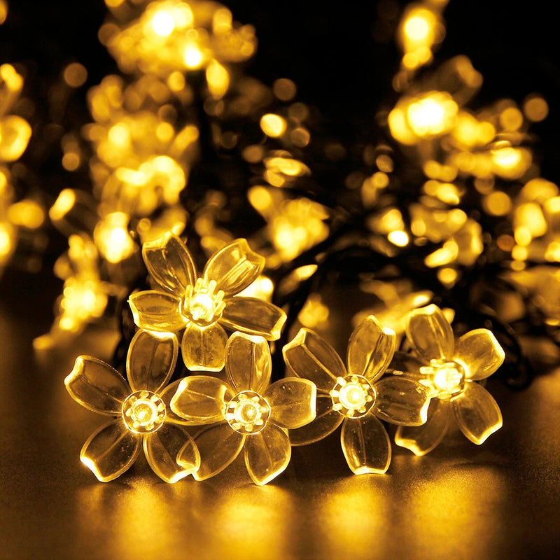 Solar Powered 6M 30LEDs Blossom Flower Outdoor Fairy String Lights for Christmas Wedding Party